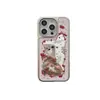 Funda de teléfono móvil con carcasa de espejo electrochapado, fresa, lazo, conejo, 16Promax para iPhone15Pro, carcasa dura 14P