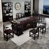 Mesa de Té de Madera Maciza China de Gama Alta de Palo de Rosa, Combinación de Mesa de Té y Sillas, un Juego Completo para Oficina, Hogar Antiguo, Sala de Estar, Kung Fu