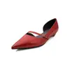 Tacón de cuña de 2.5 cm, Zapatos de mujer cómodos de punta fina, Nuevo estilo coreano, Piel de vacuno de primera capa, Calados, Transpirables, Zapatos de vestir de corte lateral