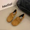 Zapatos Birkenstock estilo retro francés para mujer, nuevo diseño otoño e invierno 2026, zapatos slip-on versátiles con hebilla de cinturón y forro de felpa