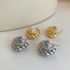 Pendientes de plata 925 con forma de C, de latón, chapado en oro auténtico, con diseño de cuerda de cáñamo, estilo europeo y americano.