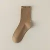 Meias Felpudas Meninas Outono Inverno Brancas Sem Costura Meio da Panturrilha Meias Longas com Babado Dupla Ponta Meias Tendência para Mocassins Atacado