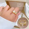 [Galvanoplastia de ouro real] Design Europeu e Americano ins Wind Geometry Diamond Ball Ring Anel Aberto de Vento Frio para Mulheres