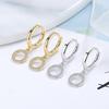 Aretes de Aro Redondo de Plata S925 para Mujer Estilo Frío INS Joker Aretes Micro-incrustados Joyería para la Oreja Outlet de Fábrica