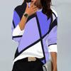 Nuevas Camisetas para Mujer Transfronterizas Europeas y Americanas Soportan Estampado Geométrico Retro Camisetas de Manga Larga para Varias Plataformas