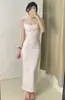 Nuevo Vestido Estilo Kim Kardashian para Mujer, Color Sólido Forma de Camisola Ropa de Dormir Ropa de Casa Primavera/Verano Vestido Largo