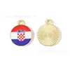 Pingente Redondo de Bandeira da Copa do Mundo Ornamento de Esmalte Acessórios Pingente de Colar DIY Liga Pingente de Corrente de Celular Chaveiro Pingente de Chaveiro
