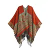 Chal de Punto Vintage con Borlas, Estilo Étnico Floral Colorido, con Capucha, para Mujer, para Viajes en Primavera y Otoño