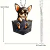 Nuevo producto transfronterizo: Decoración de perro de mascota simulada para coche, colgante de perro lindo acrílico plano para espejo retrovisor de coche