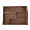 Zakka Recomenda uma Caixa de Armazenamento de Madeira para Organizar Mantimentos na Mesa, um Pequeno Armário de Exposição Estilo Vintage com Doze Compartimentos 0530