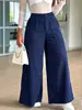 Calça Wide Leg de Veludo Cotelê 2026 Feminina Cintura Alta Elástico nas Costas Bolsos Grandes Caimento Fluido Comprimento Total Calça Transfronteiriça Feminina Pronta Entrega Atacado