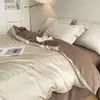 Juego de ropa de cama de lujo de cuatro piezas de algodón de fibra larga de 80 hilos, sábana bajera 100% algodón, funda de edredón bordada, juego de tres piezas de alta gama