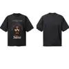 Exportación Transfronteriza Verano Americano Nuevo Estilo Camiseta Estampada Lavada Desgastada Holgada Cuello Redondo Manga Corta para Hombre