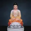 Bodhisattva Guanyin Sentado em Casa Lótus Guanyin Estátua de Buda Adoração Imitação Mármore Branco Saha Sakyamuni Estátua de Buda