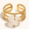 Anillo Abierto Transfronterizo Europeo y Americano de Acero Inoxidable Chapado en Oro de 18 Quilates, Moderno, Elegante, de Gama Alta, Joyería de Lujo Ligero para Mujeres