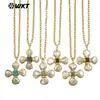 Wt-Jn346 Colgante Forma de Cruz de Molino de Viento con Concha, Amatista y Turquesa Cadena Delgada Collar Unisex