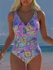 2027 Novo Maiô de Peça Única com Estampas Múltiplas Transfronteiriças para Mulheres, Praia Casual Sexy de Alta Qualidade Europeu e Americano
