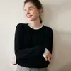 2025 Nuevos Jerseys de Cachemira para Mujer Tops de Manga Larga Versátiles de Moda Cuello Redondo Color Sólido Tejido de Punto Holgado