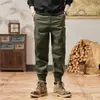 Novas calças jogger casuais afuniladas de caimento solto para outono e inverno, calças cargo de nove pontos, calças esportivas estilo harém masculinas em preto