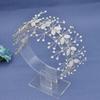 Banda de cabelo para noiva de comércio exterior, acessório de cabelo feito à mão em formato de folha com strass, tiara de liga metálica com folhas totalmente cravejadas de diamantes DZ013