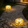 Nova Lâmpada de Tijolo de Gelo Solar Transfronteiriça Lâmpada de Jardim Externa Vidro de Imitação LED Lâmpada Redonda para Gramado Lâmpada de Paisagem para Acampamento