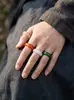 Anillo Ancho de Resina Cuadrado Geométrico Colorido para Mujer, Exagerado, Único, Moderno, Versátil