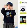 Moletom Infantil Dudu's Boys' Inverno 2026 Novo Modelo Meninas com Forro de Fleece Espesso Manga Longa Roupa de Bebê Inverno