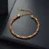 Pulsera de cuerda trenzada colorida de acero de titanio que no se decolora para hombre, pulsera de circón de lujo ligero de nicho de alta gama para mujer, joyería ajustable