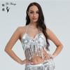 Top de rendimiento con lentejuelas europeas y americanas, sujetador de lentejuelas para danza del vientre DS, traje con borlas de lentejuelas para escenario de discoteca