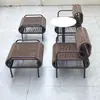 Silla Sofá Trenzada con Cuerda para Exteriores, Invernadero, Jardín, Bienes Raíces al Aire Libre, Juego de Tres Piezas de Silla Trenzada con Cuerda, Muebles Combinables, Arte de Ratán