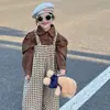 Colección Otoño 2024 Nuevo Estilo Coreano para Niñas Overol Vintage para Bebé Pantalones de Pierna Ancha Triángulo Pantalones con Tirantes