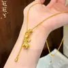 Novo Colar do Signo do Cavalo Estilo Chinês, Corrente de Clavícula de Bambu com Padrão de Barra de Ouro Antiga, Joia Banhada a Ouro Cobre Que Não Desbota Facilmente, Modelo Feminino