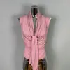 Moda Feminina Dongdaemun Coreana: Versátil, Slim-Fit, Franzido, Sexy, Estilo Puro Desejo, Camiseta Sem Mangas com Laço