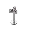 F136 Titanio Triple Diamante Circonita Piercing Labio Piercing Hélix Hueso del Oído Aleación de Titanio G23 Arete para Oreja Piercing de Fondo Plano Joyería Directo del Fabricante
