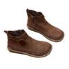 Botas Ankle Boot Literárias Retrô 25 Outono e Inverno Novas Feitas à Mão Estilo Floresta Bico Redondo Super Versáteis Sapatilhas Macias Chelsea Boots para Mulheres