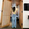 Pantalones Vaqueros Rectos de Tiro Bajo Lavados Estilo Retro para Mujer Verano 2026 con Tejido Tencel de Toque Fresco, Sin Cinturilla y Silueta Fluida, Disponible para Dropshipping