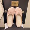 Zapatos Planos Cuadrados de Verano 2025 para Mujer, Boca Baja, Tacón Plano, Suela Suave, Moño, Piel Suave, Mocasines de Estilo Francés para Uso en Exteriores