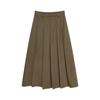 Traje de Lana de Alta Gama Estilo Coreano Baishuwang Falda Plisada de Largo Medio y Cintura Alta Falda Línea A para Mujer en Otoño e Invierno