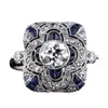 Anillo de Zafiro Huajie para Mujer, Joyería Fina Europea y Americana, Anillo de Compromiso, Electrochapado en Oro Blanco, Joyería de Alta Gama, Regalo de Vacaciones