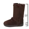 Botas de nieve transfronterizas de suela gruesa, piel y pelo integrados, estilo invernal, forradas de felpa y engrosadas, botas de caña alta cálidas para personas menudas, adecuadas para el Noreste