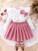Amazon Transfronterizo Otoño Ropa para Niñas Europeas y Americanas Traje Cuello de Muñeca Pit Top de Manga Larga Falda Plisada de Pana Traje