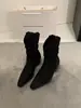 Temporada de Primer Encuentro~Botas Martin de Tacón Medio con Cuello en V para Mujer Botas 2026 Otoño/Invierno Botas Arrugadas de Gamuza Marrón Melado Botas Cortas Ajustadas