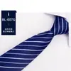 Gravata Masculina Formal de Negócios Azul Listrada Profissional para Trabalho com Zíper Estilo Pessoa Preguiçosa Fácil de Puxar