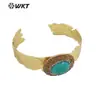 WT-B628 Estilo Europeo Retro Estilo de Corte Piedra Preciosa Pedrería Ajustable Latón Pulsera Cara Accesorios para Hombres y Mujeres