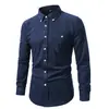 Camisa de pana vintage para hombre de comercio exterior de otoño, estilo coreano, moderna, con bolsillos, camisa casual de manga larga