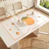 Mantel de mesa semitransparente de dibujos animados, modelo nuevo 2025, sensación de lujo ligero de alta gama, impermeable, a prueba de aceite, lavable, tela de PVC para mesa de café
