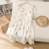 Pijama de Gaze de Algodão Puro para Meninas Verão 2026 Gaze de Algodão Dupla Camisola Feminina Camisola para Dormir Roupas de Casa Femininas Comércio Exterior