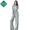Comercio exterior Otoño Nuevo traje deportivo con cordón para mujer, top corto de manga larga, pantalones de cintura alta, conjunto casual de dos piezas, moda para mujer