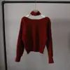 [Bizheng] Otoño/Invierno 2025 Nuevo Estilo Coreano Moda y Elegante Cuello Halter Hombros Descubiertos Adelgazante Versátil Suéter de Punto para Mujer 5889