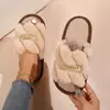 Pantuflas de felpa transfronterizas para mujer, invierno, exterior, interior, suela gruesa, hogar, esponjosas, algodón posparto